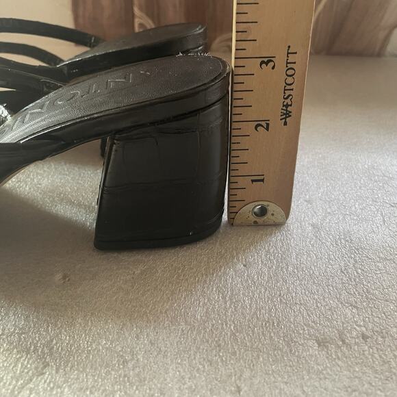 Y2K Antonio Melani Sandals Women 7.5M Black Leather Rexxza Crocodile Embossed - Picture 8 of 8